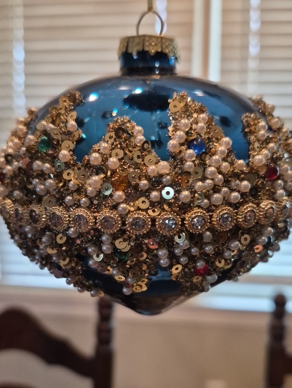 Mark Roberts Blue and Gold Jeweled Holiday Ornament